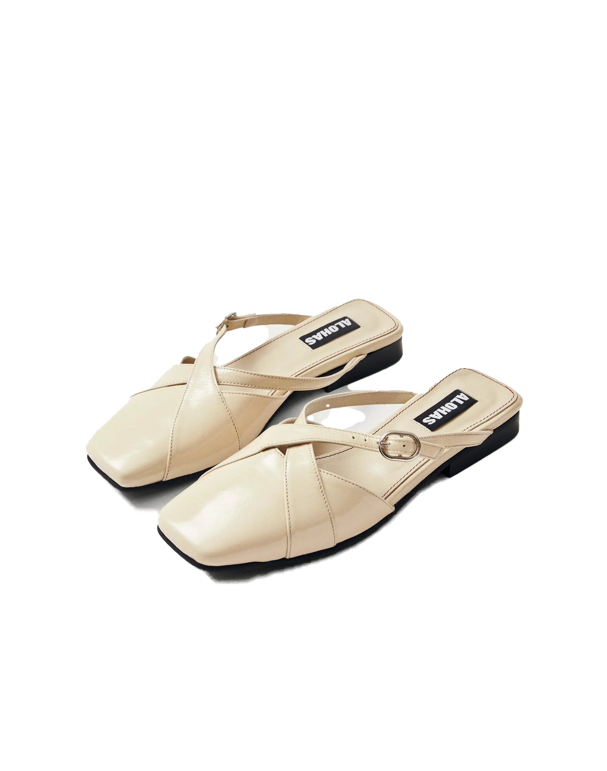 Alohas Adria Onix Pantoletten in Creme, Ansicht Seite