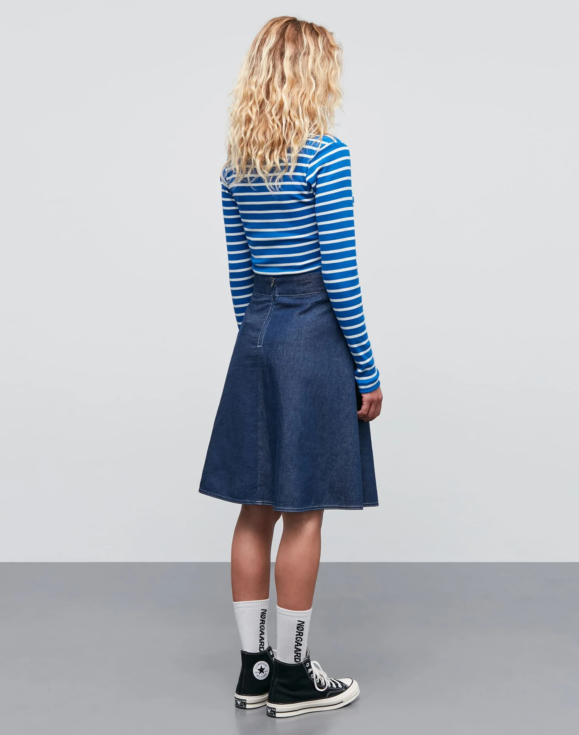 Mads Norgaard 2x2 Stripe Tuba LS in Surf the Web/Vanilla Spice, Ansicht Hinten