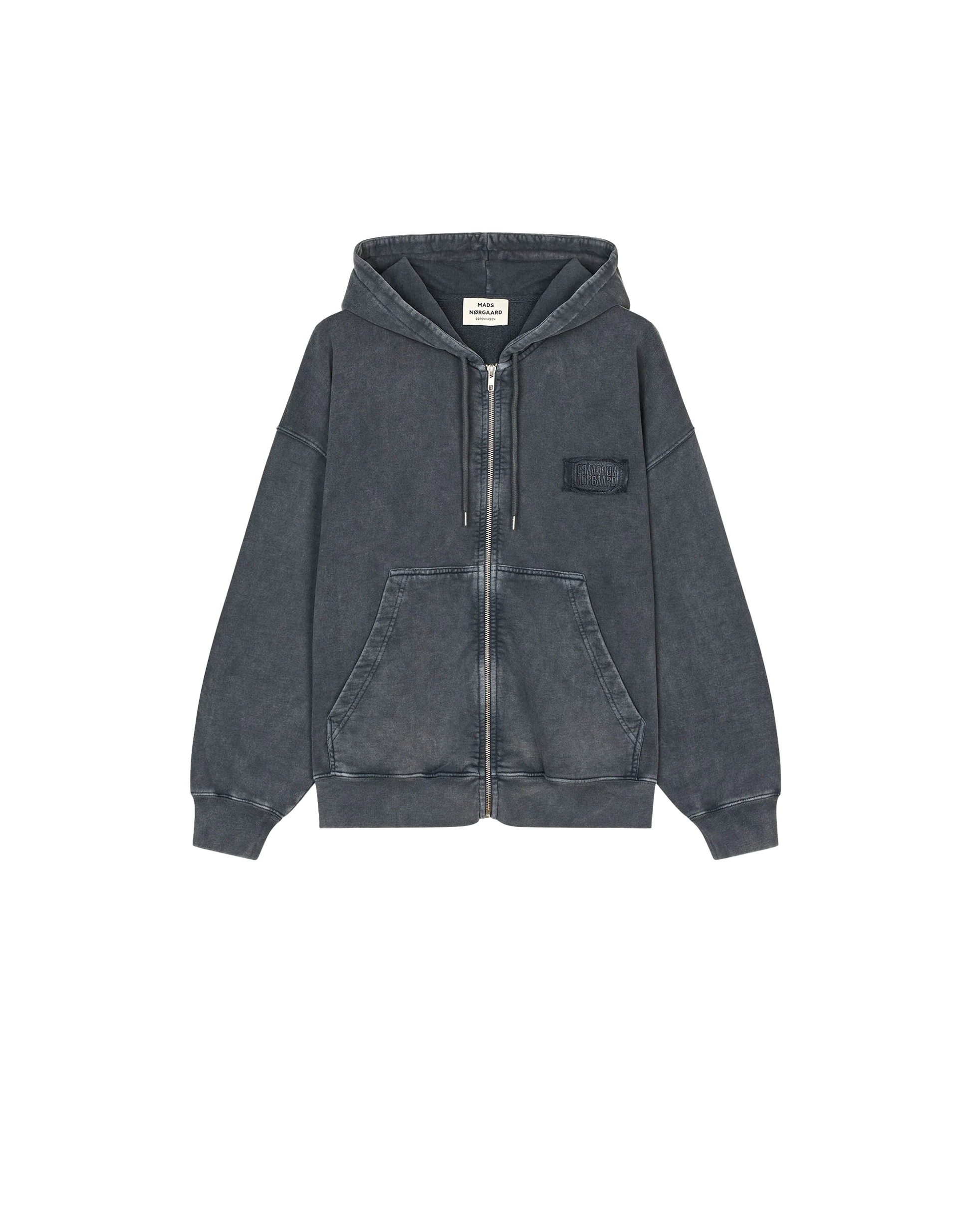 Mads Norgaard Alpa Zip Hoodie in Grau, Ansicht Frontal