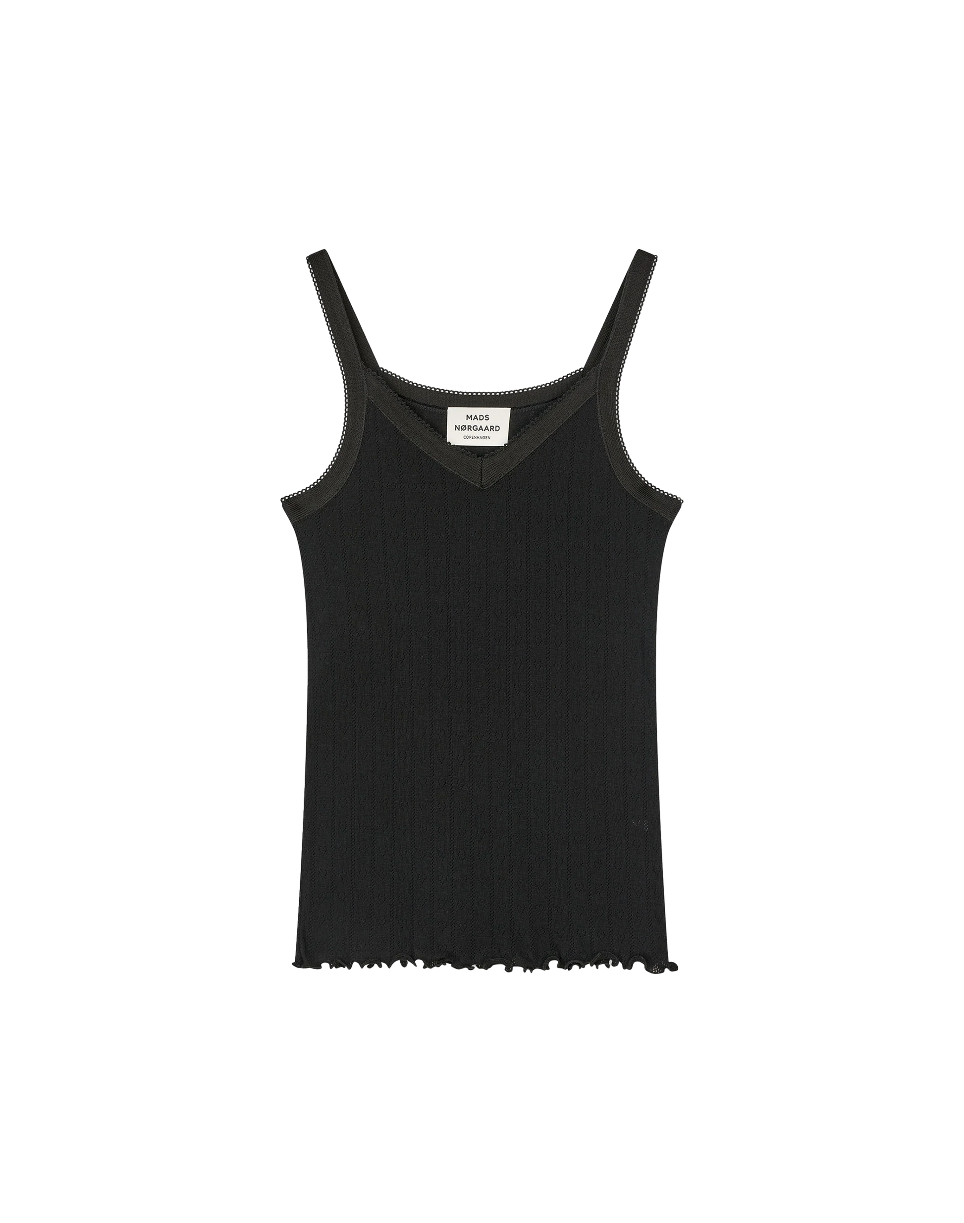 Mads Norgaard Pointella Trille Top in Schwarz, Ansicht Frontal