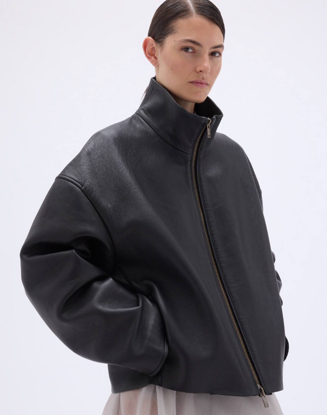 Remain Lederjacke in Schwarz, Ansicht Frontal