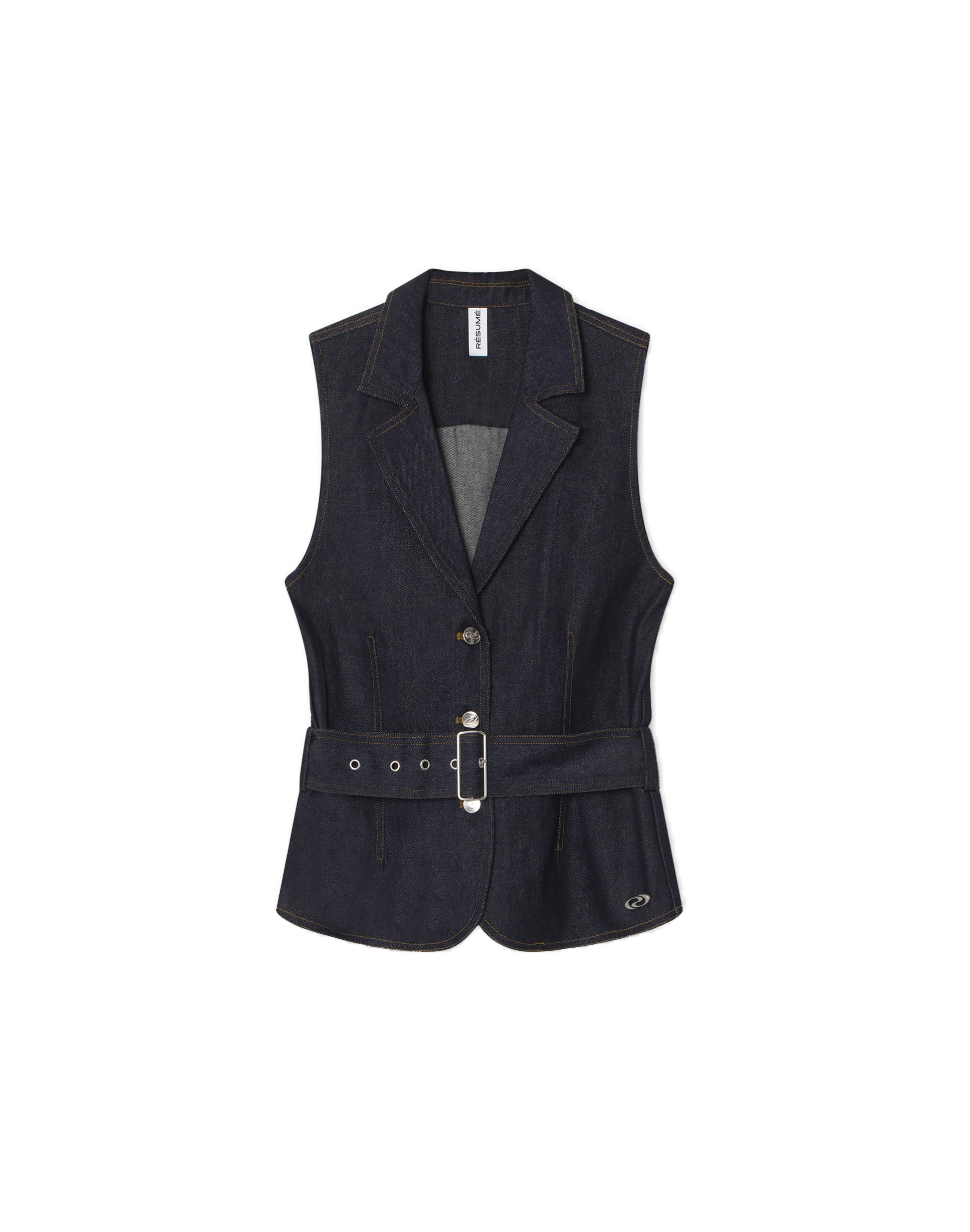 Resume Fenix Weste in Denim, Ansicht Frontal