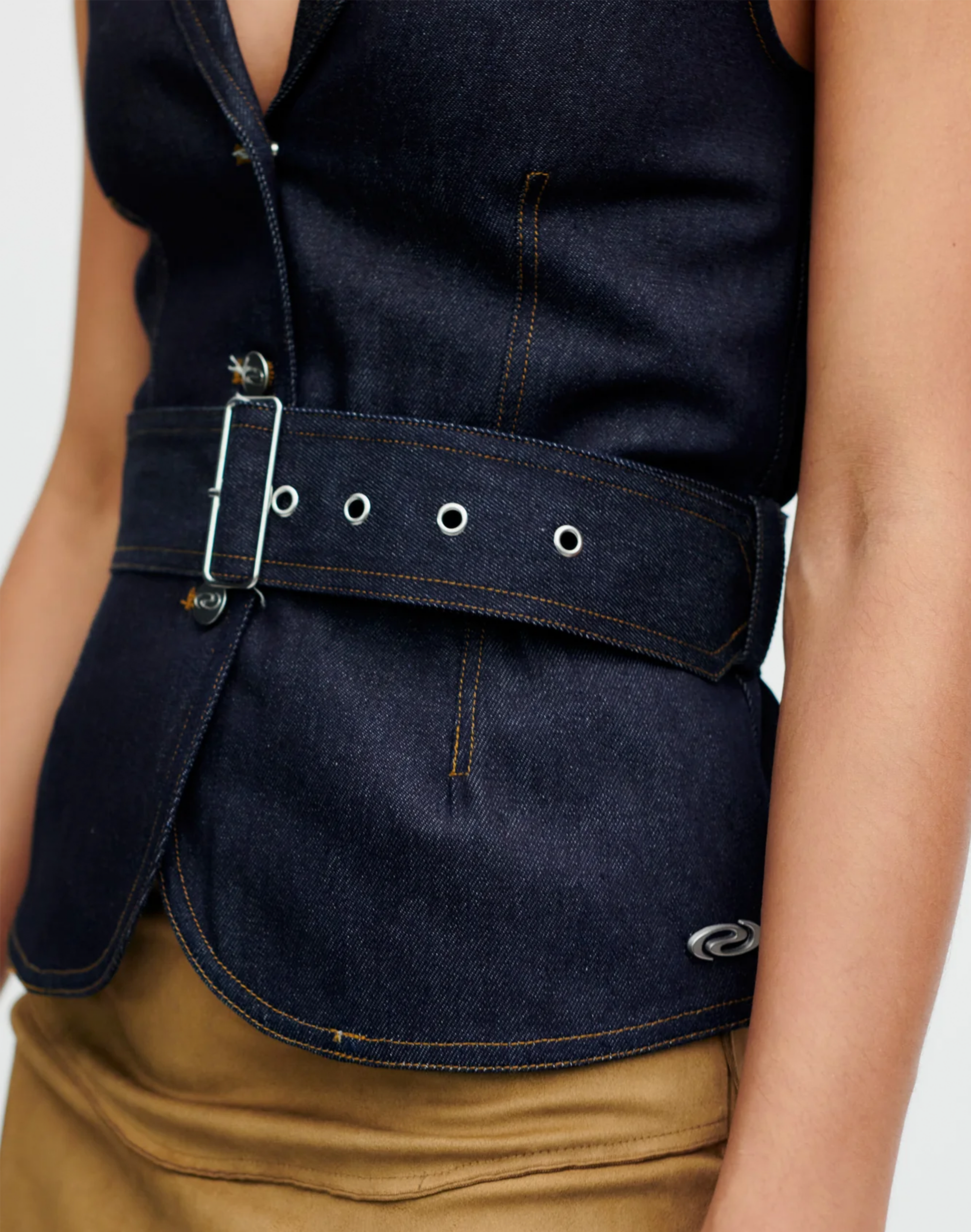 Resume Fenix Weste in Denim, Ansicht Frontal