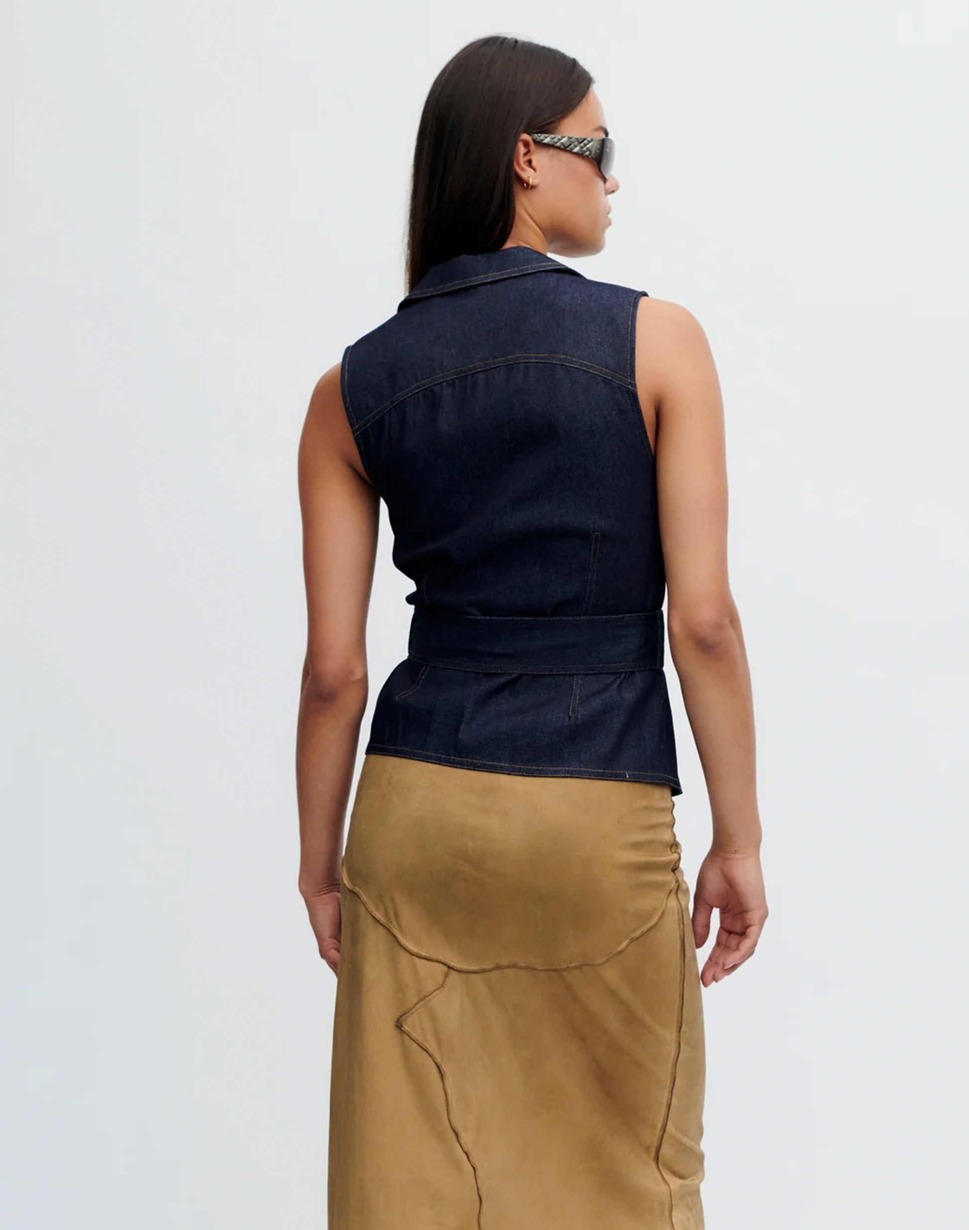 Resume Fenix Weste in Denim, Ansicht Hinten