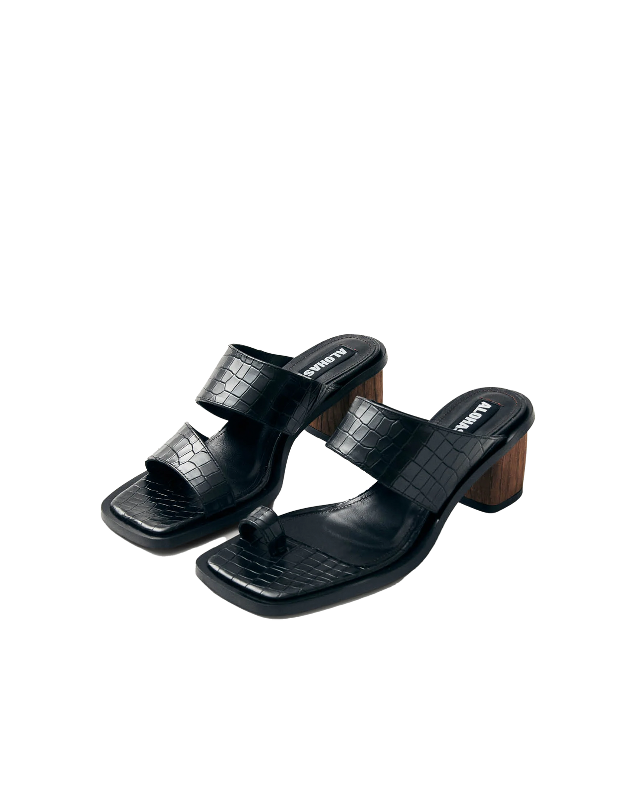 Alohas Gabin Alli Sandale in Schwarz, Ansicht Frontal