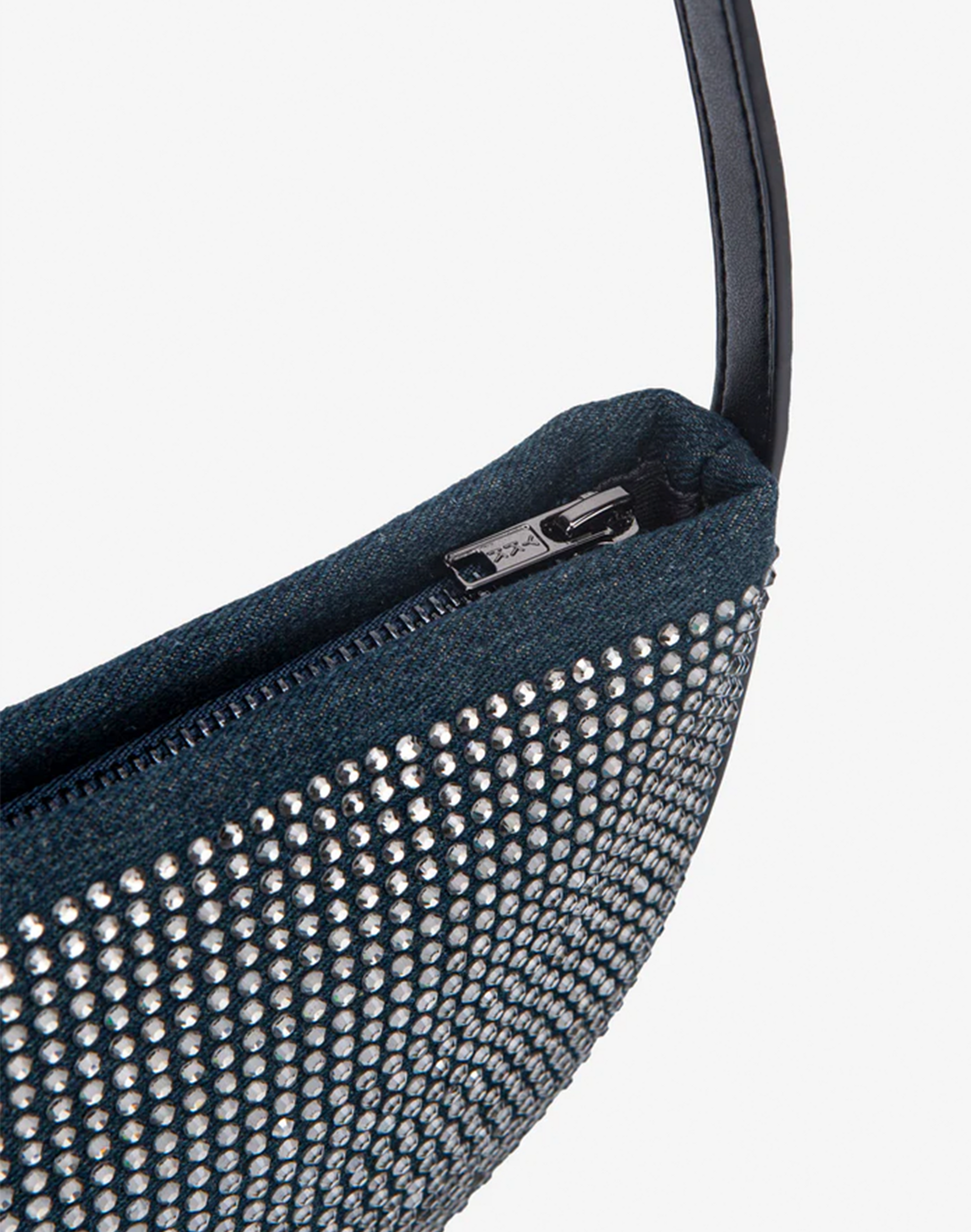 Hvisk Halo Denim Handtasche mit Strasssteinen, Ansicht Detail