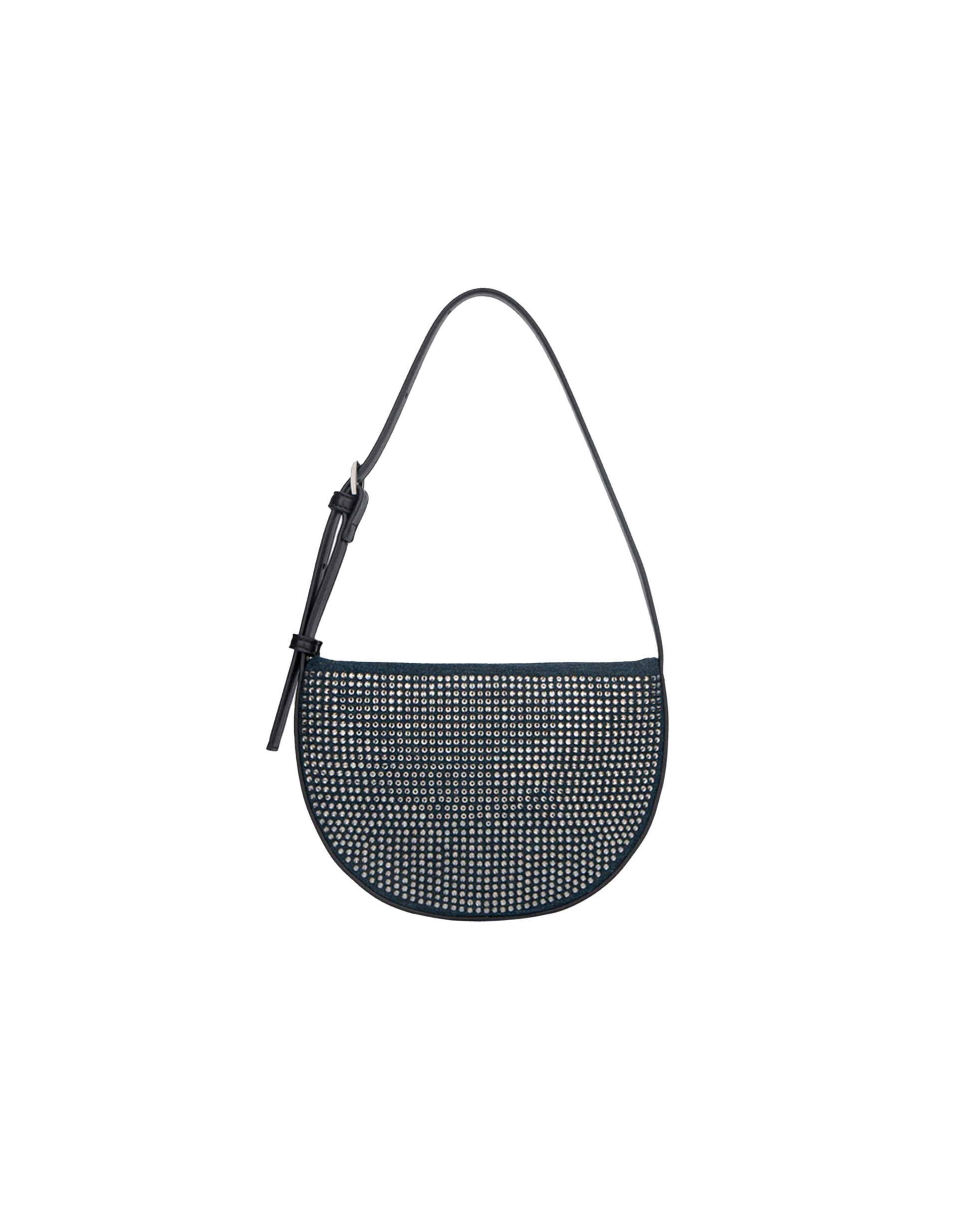 Hvisk Halo Denim Handtasche mit Strasssteinen, Ansicht Frontal