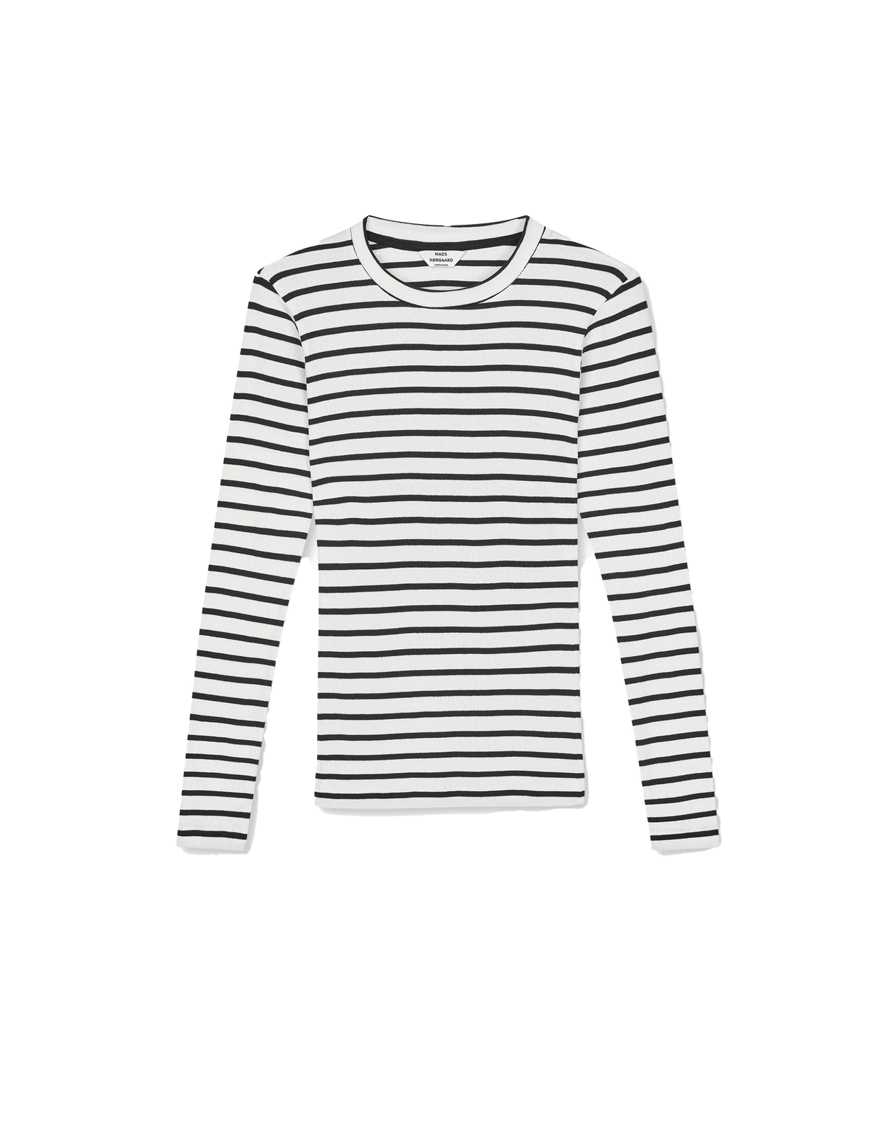Mads Norgaard 2x2 Stripe Tuba LS in Vanilla Spice/Black, Ansicht Frontal