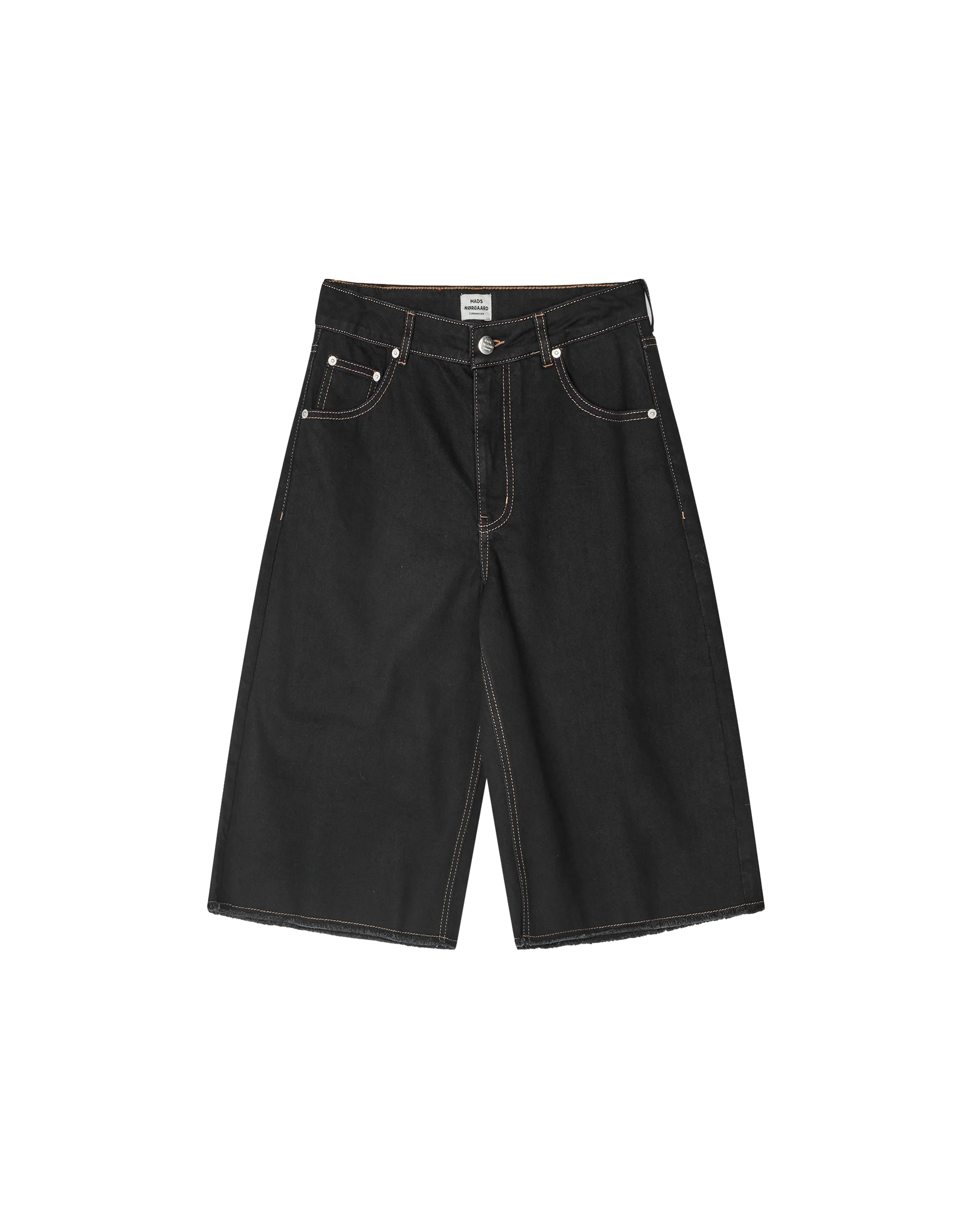 Mads Norgaard Dyed Denim Robyn Shorts in Schwarz, Ansicht Frontal