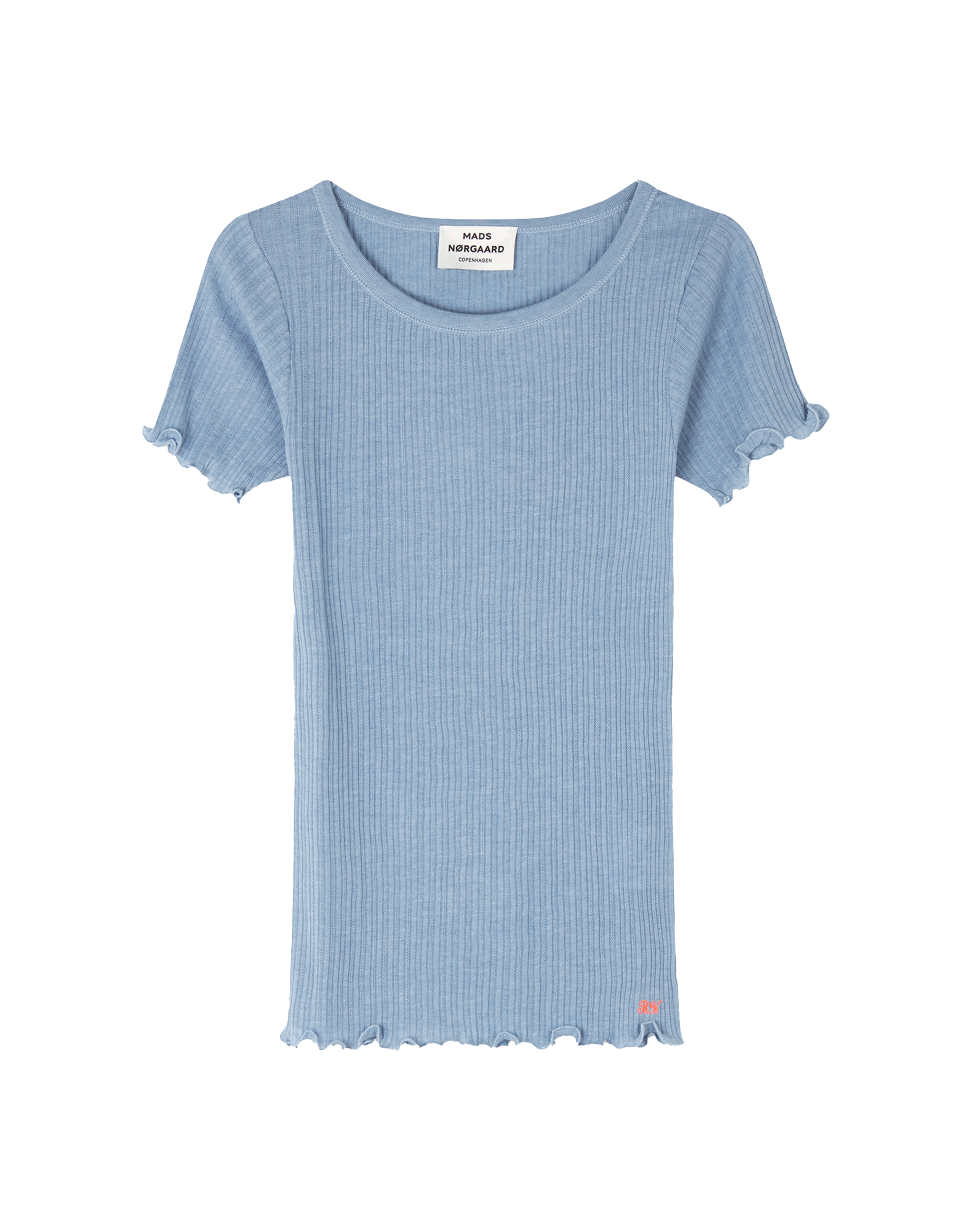 Mads Norgaard Pointella Troja T-Shirt in Powder Blue Melange