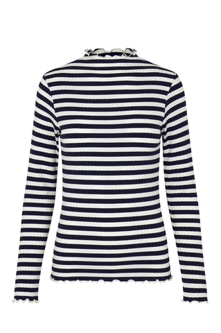 Mads Norgaard Stripe Trutte Tee in Schwarz und Weiß, Ansicht Frontal