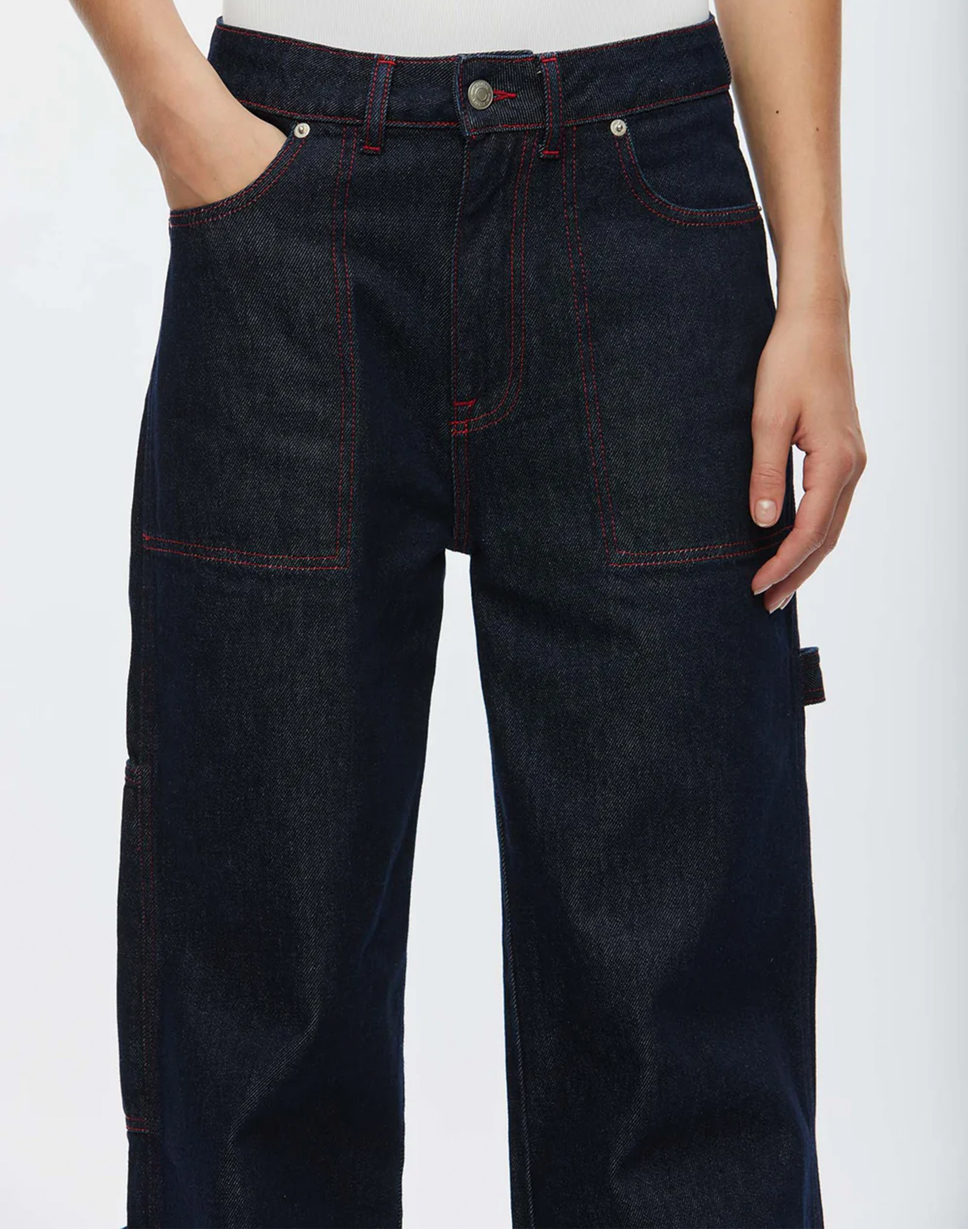 Oval Square Player Jeans in Blau, Ansicht Detail