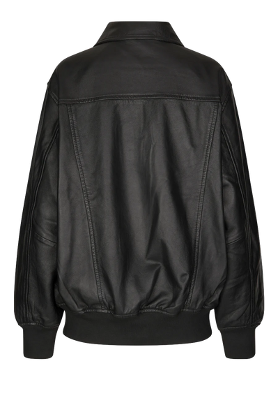 Oval Square Bomber Lederjacke in schwarz, Ansicht hinten