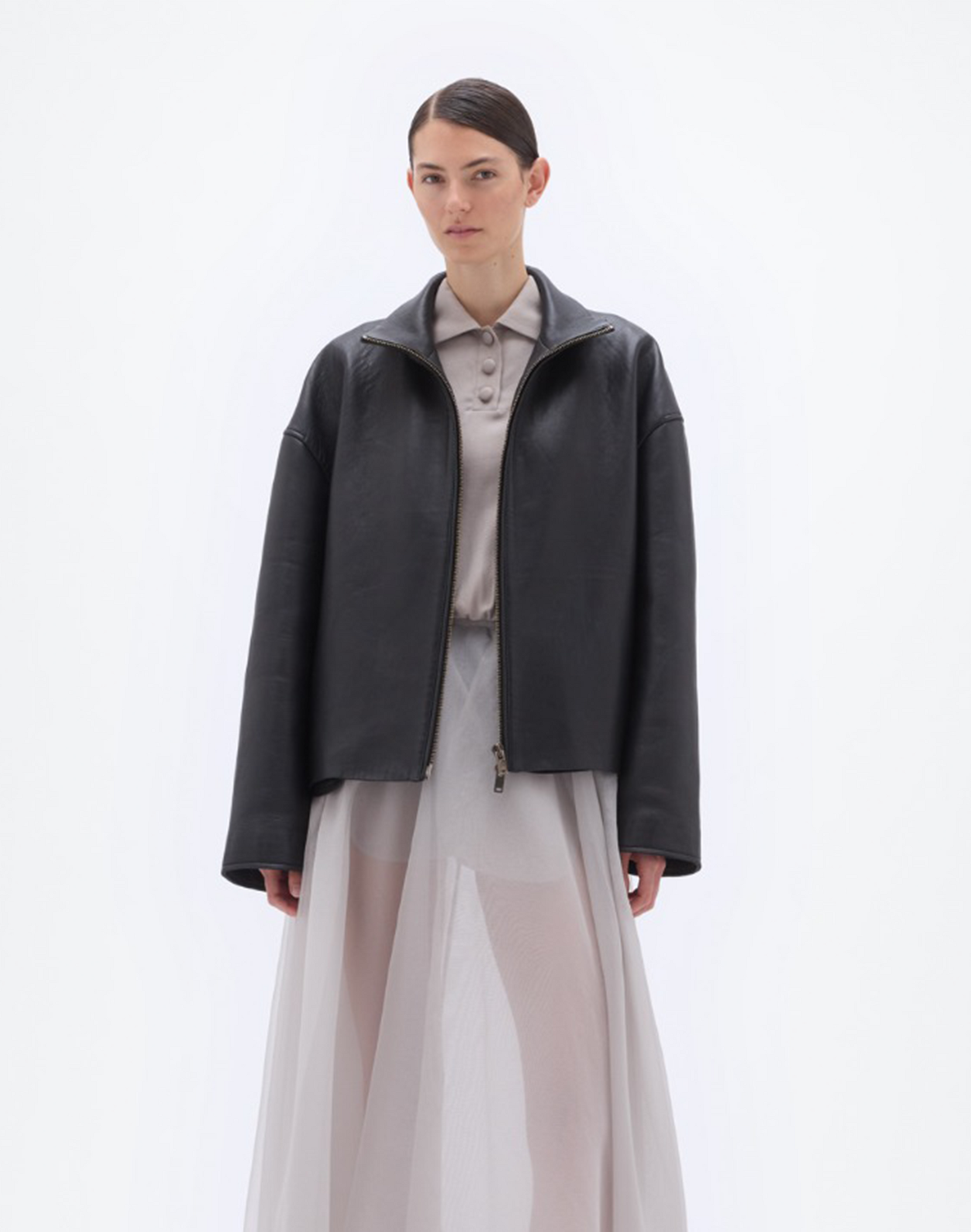 Remain Lederjacke in Schwarz, Ansicht Frontal
