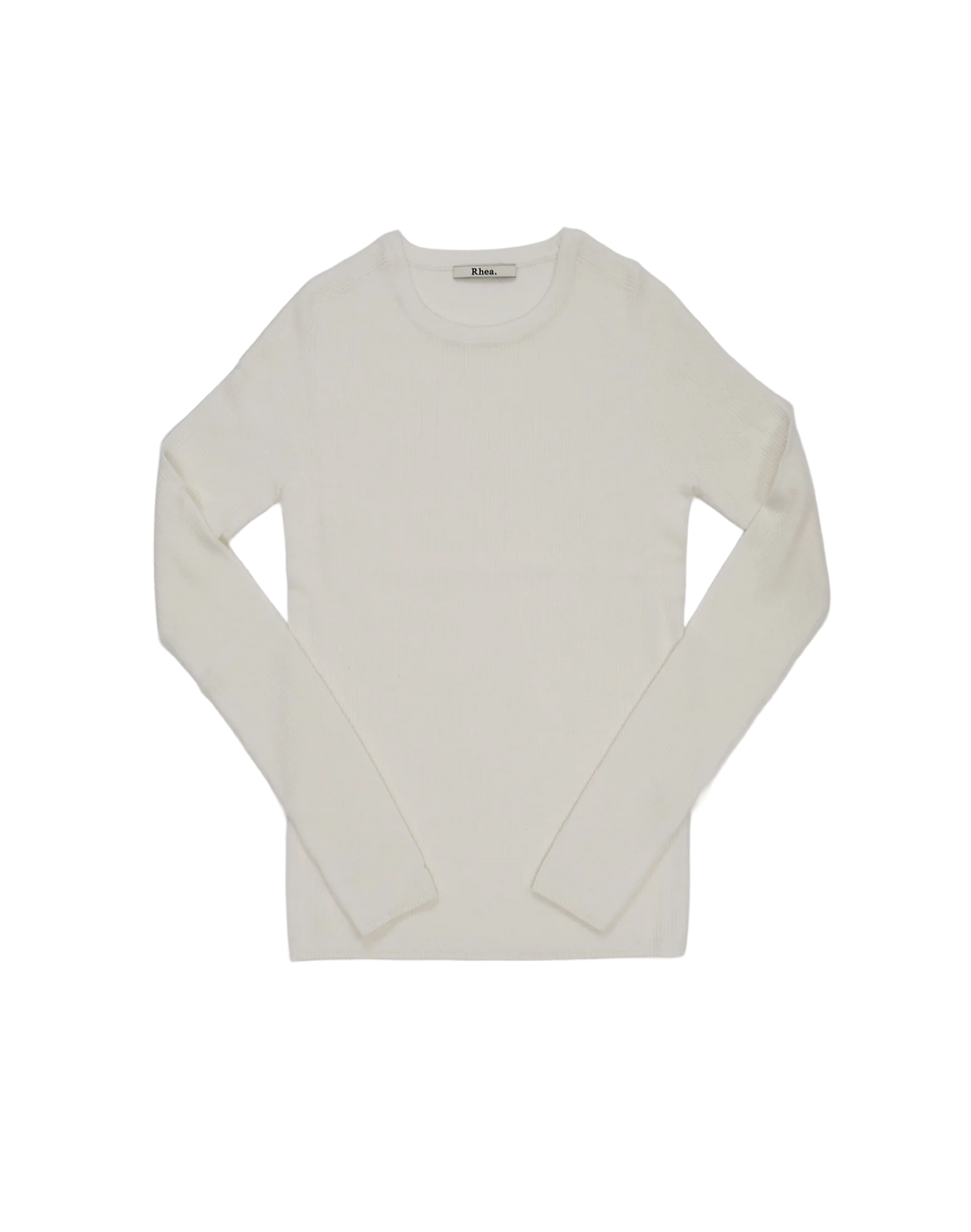Rib Crew Longsleeve, weiß