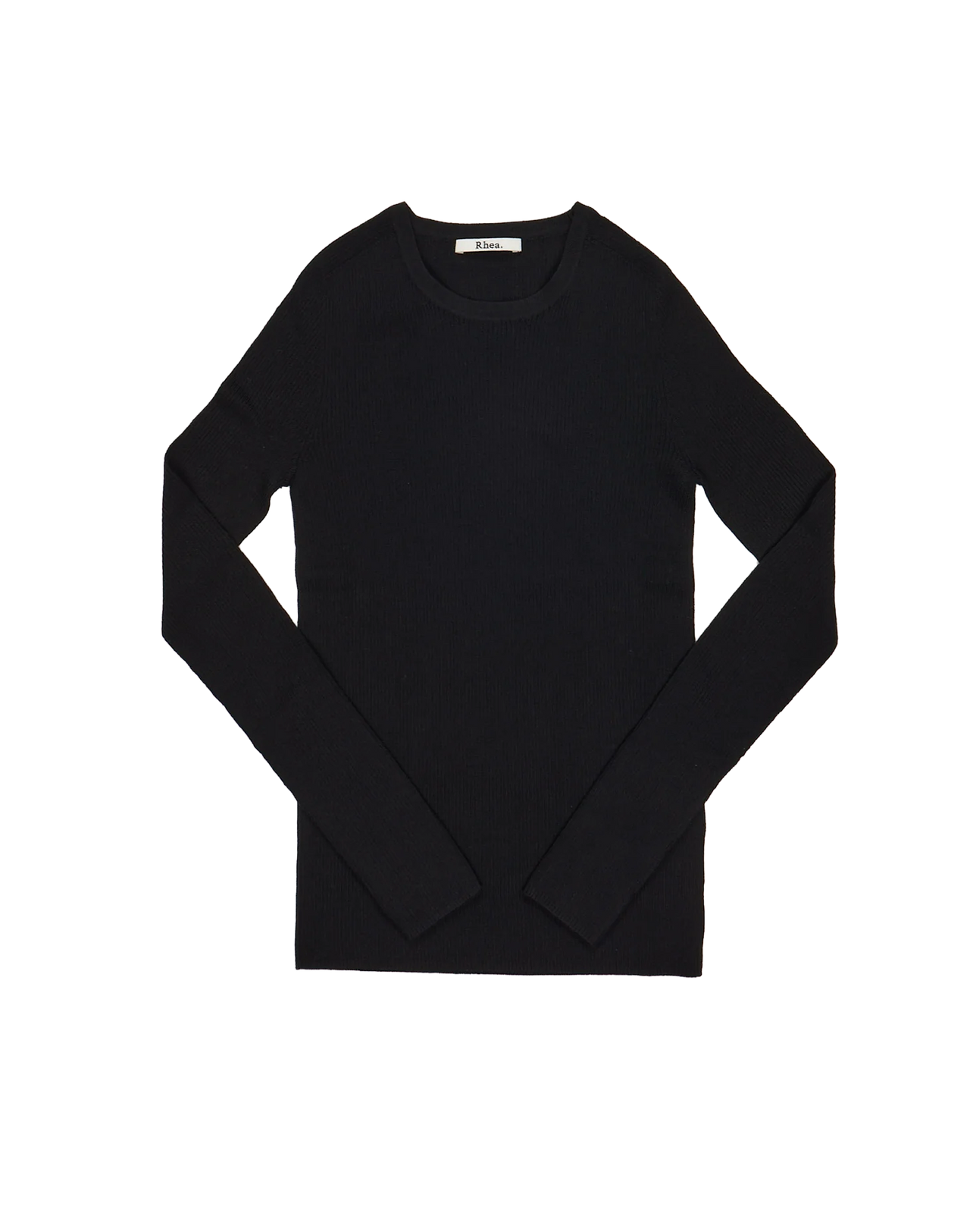 Rib Crew Longsleeve, schwarz