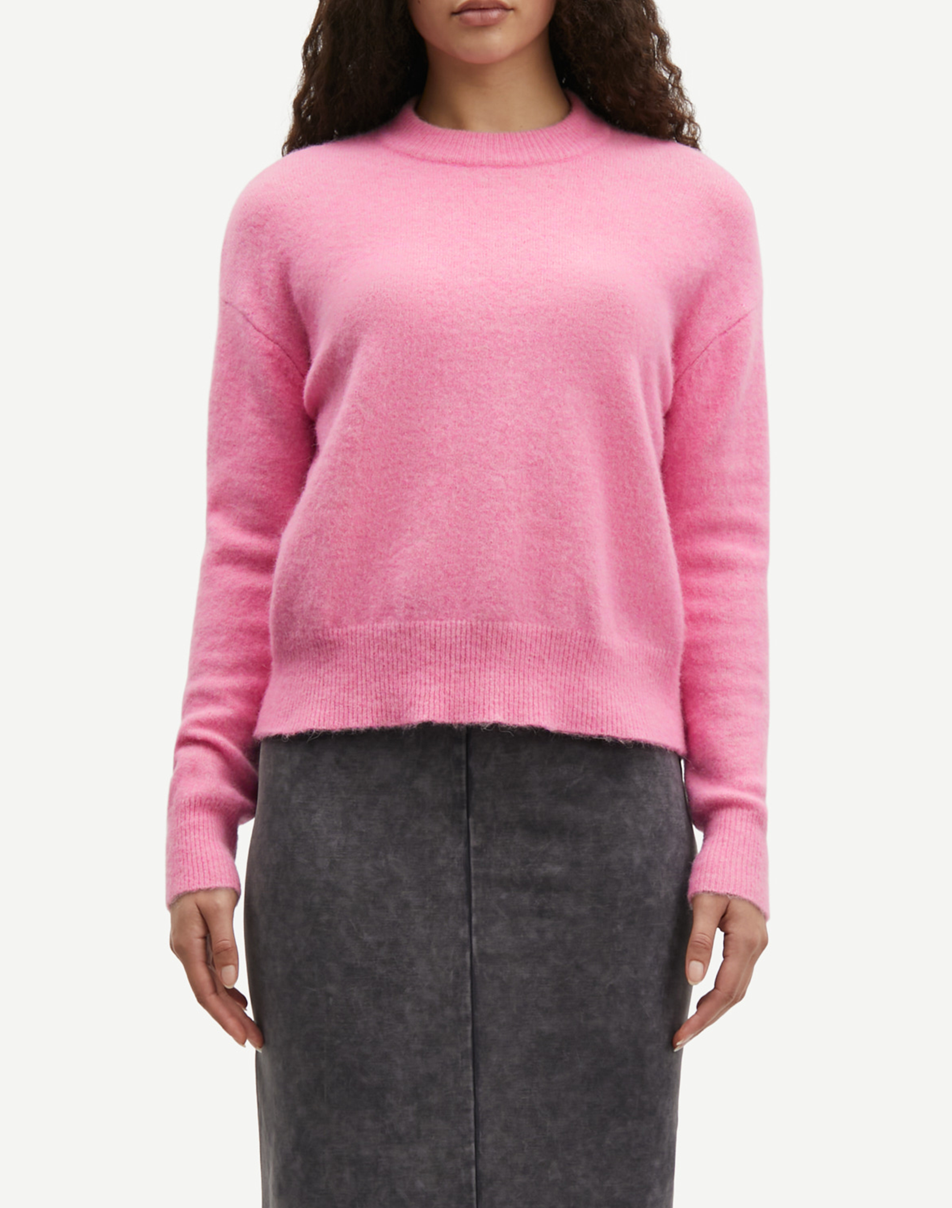 Samsoe Samsoe Anour Pullover in Rosa, Tragebild Frontal