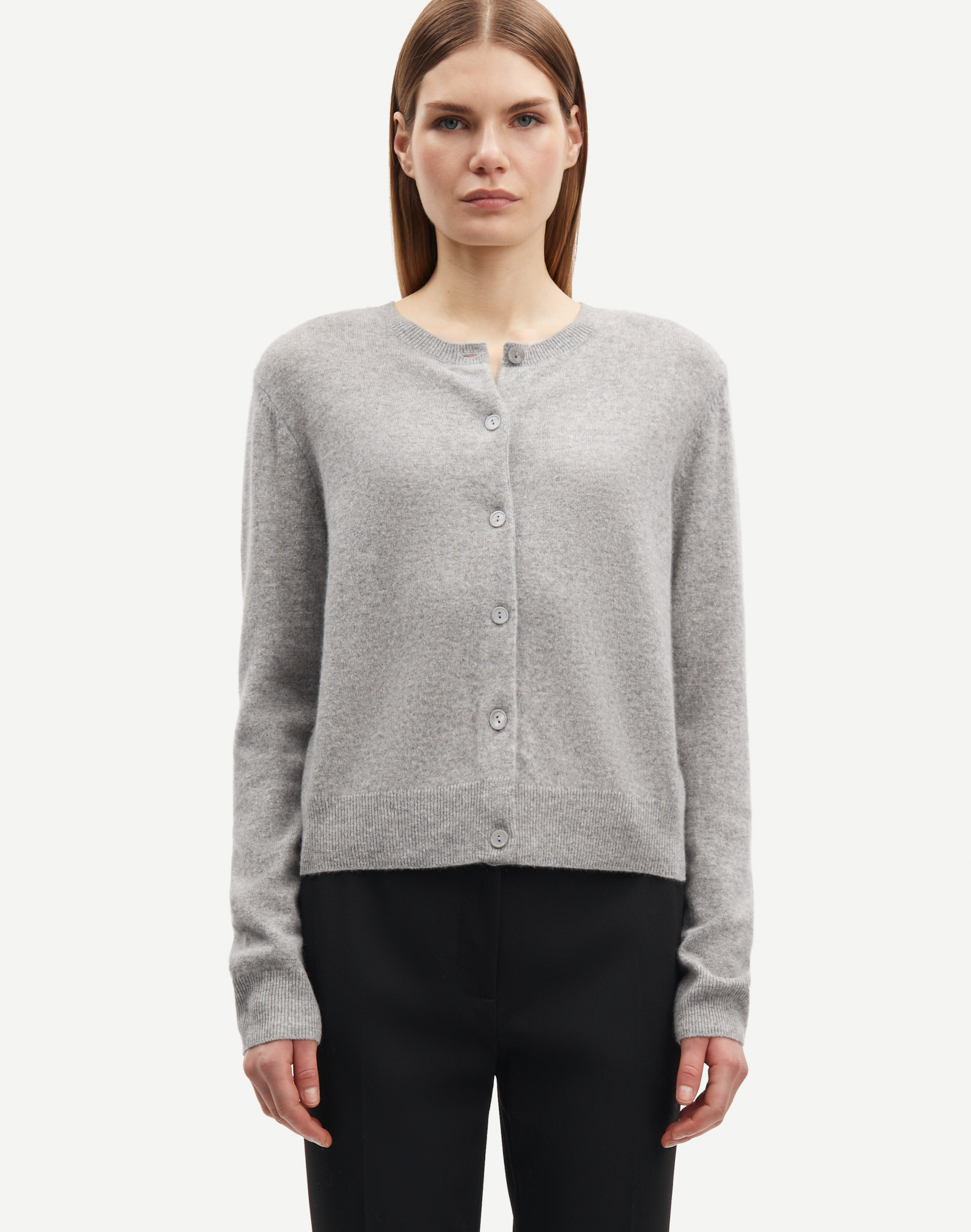 Samsoe Samsoe Saboston Cardigan in Grau, Ansicht Frontal