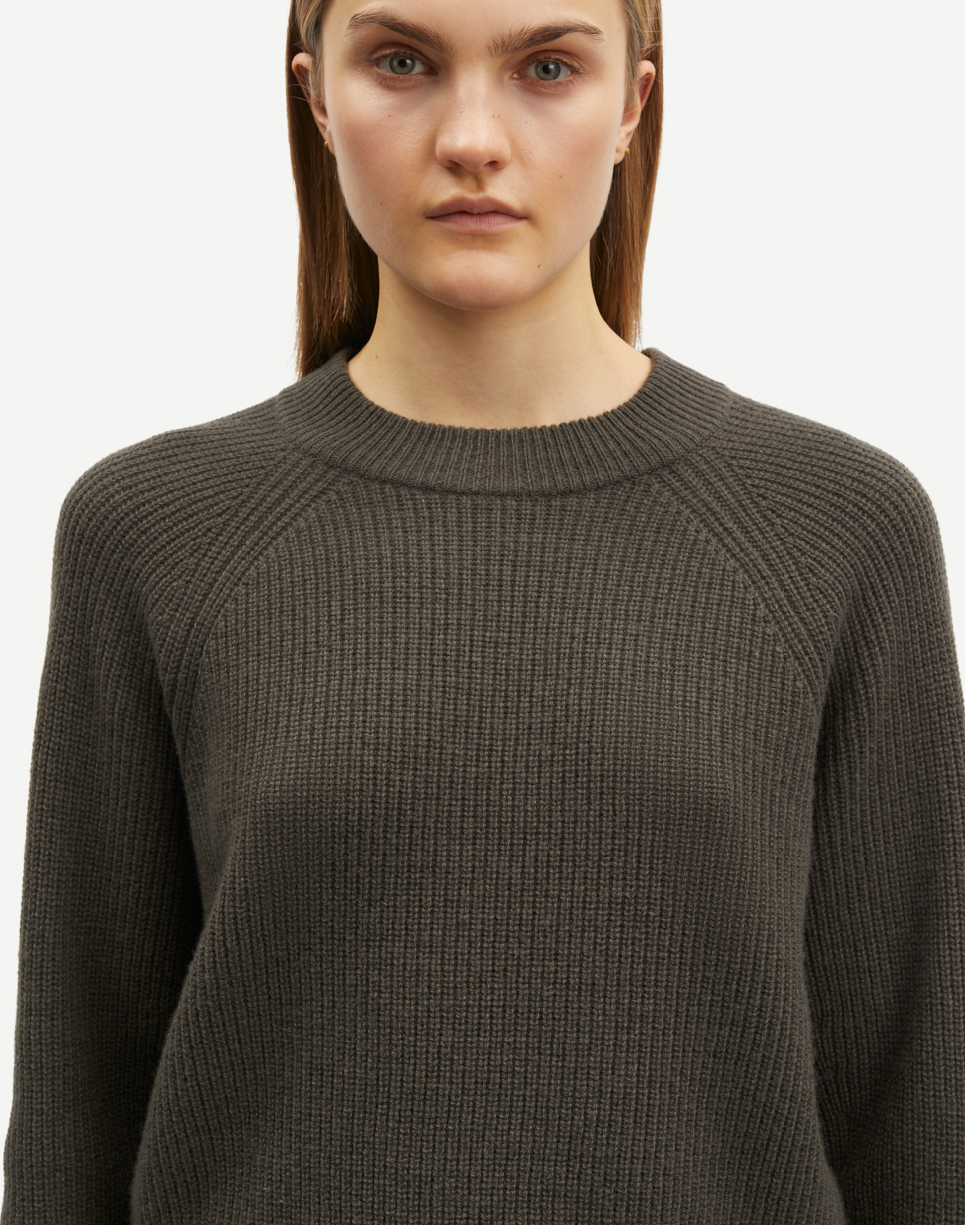 Samsoe Samsoe Sazlata Sweater in Forest Grün, Ansicht Frontal